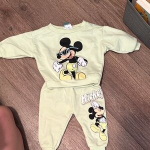 Disney Kids Matching Set Light Green Mickey Sweatshirt and Pants